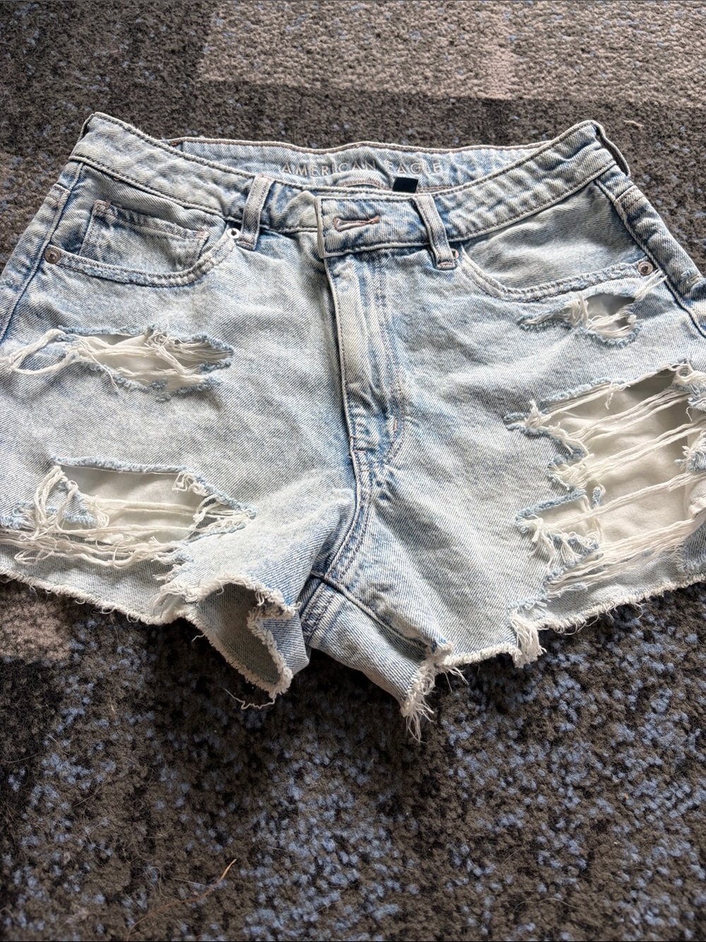 American Eagle Outfitters Light Blue Distressed Denim Shorts
